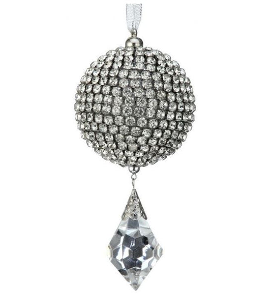 6.5" Clear Silver Diamond Ball Ornament