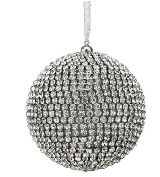 5" Clear Silver Diamond Ball Ornament