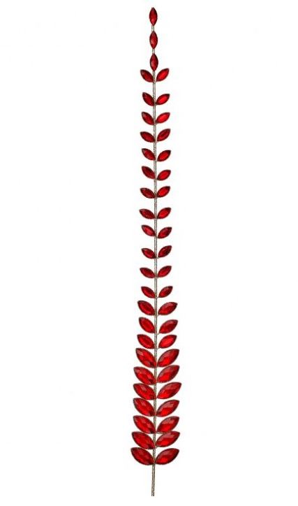 36" Red Jewel Leaf Stem Ornament
