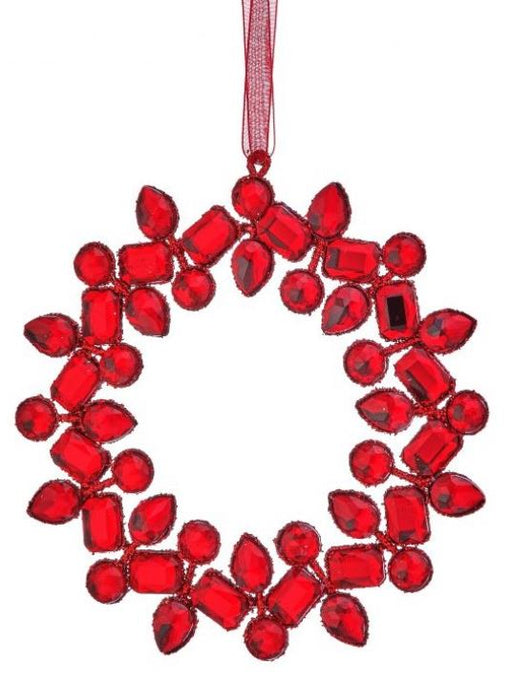 5" Red Jewel Wreath Ornament