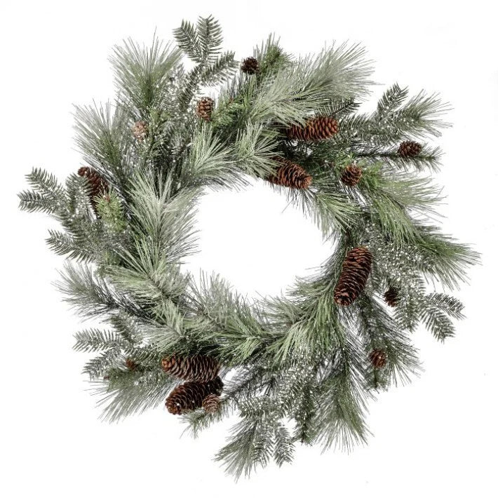 26" Glitter Wreath With Pinecone