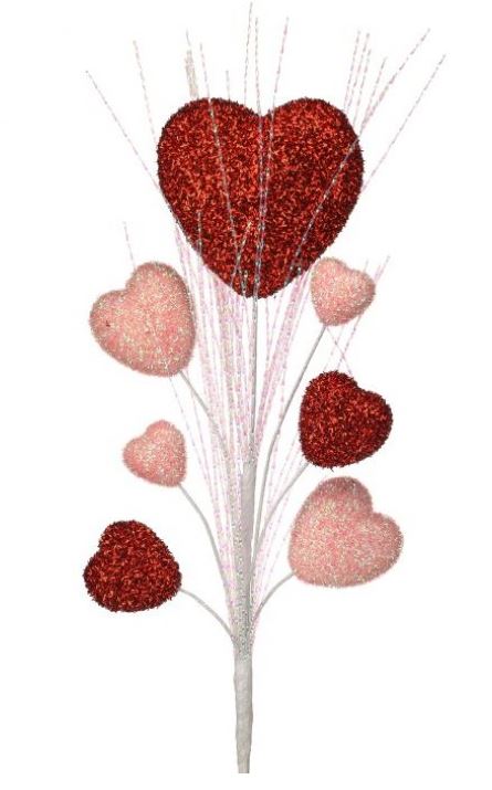 34" Red Pink Heart Spray