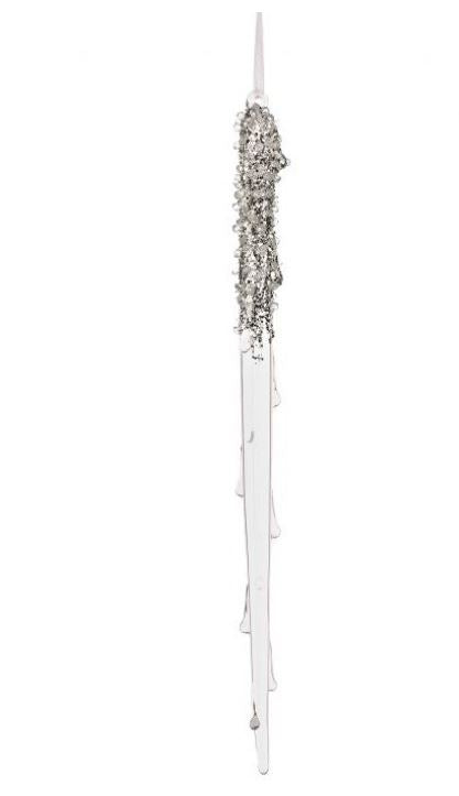 12" Clear Iridescent Icicle Ornament
