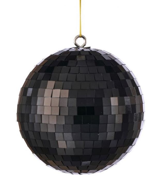 6" Black Disco Mirror Ball Ornament