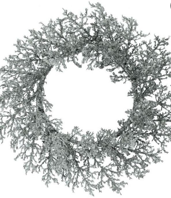 2 FT Silver Glitter Spray Wreath