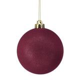 5" Burgundy Velvet Ball Ornament Set Of 3