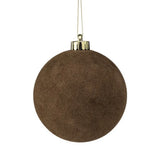 5" Brown Velvet Ball Ornament Set Of 3
