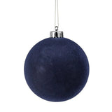 5" Navy Blue Velvet Ball Ornament Set Of 3