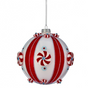 5'' Peppermint Glass Ball Ornament Set Of 2