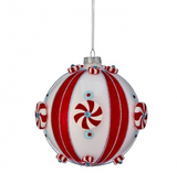 5'' Peppermint Glass Ball Ornament Set Of 2
