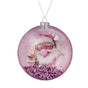 5'' Pink Santa With Bubblegum Glass Disc Ornament