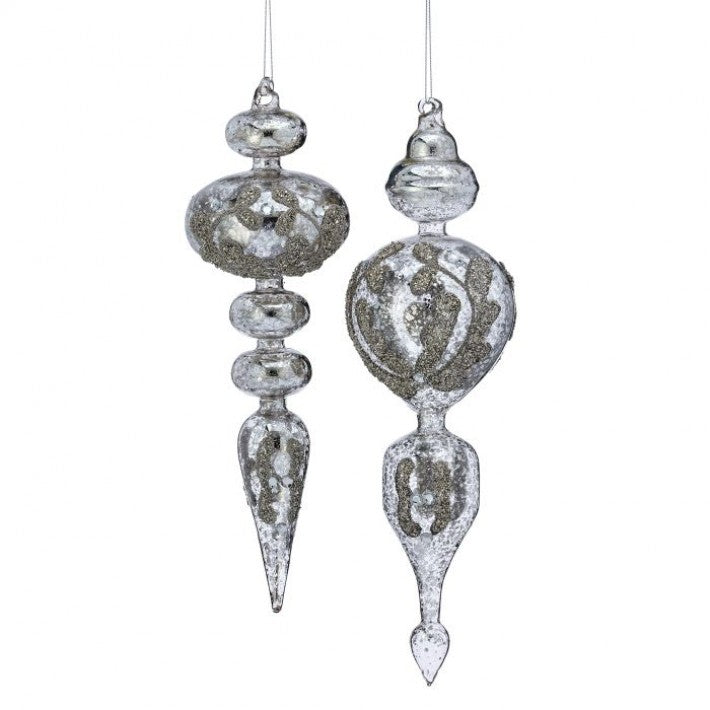 12'' - 13'' Mercury Beaded Glass Finial Assorted