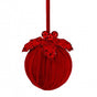 5" Red Velvet Holly Sequin Ball Ornament