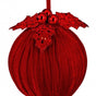 8" Red Velvet Holly Sequin Ball Ornament