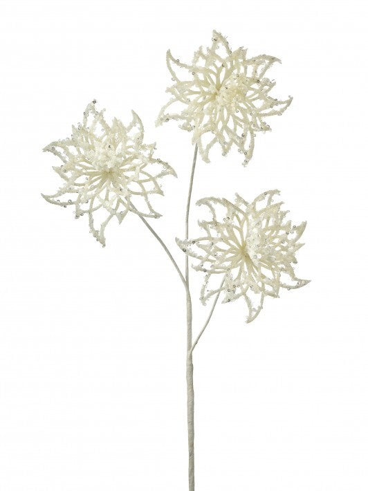 26" Glitter Sequin Poinsettia Spray