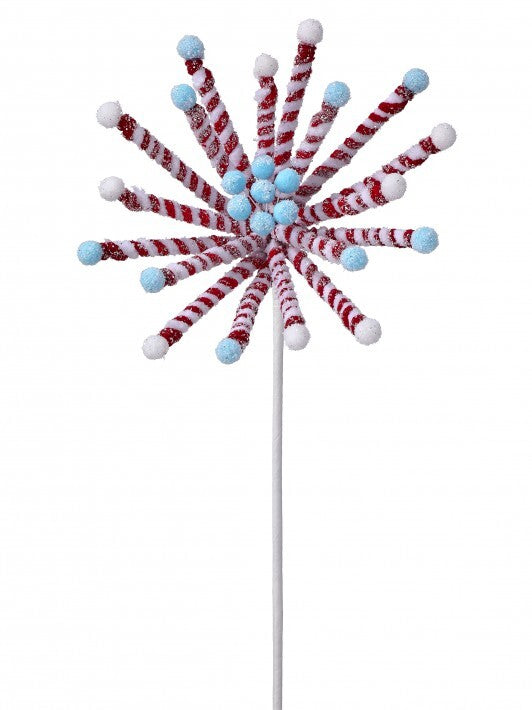 21" Frosted Peppermint Poinsettia Stem