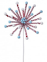 24" Frosted Peppermint Poinsettia Stem