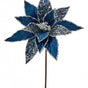 21" Midnight Blue Velvet Poinsettia Sequin Stem