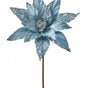21" Slate Blue Velvet Poinsettia Sequin Stem