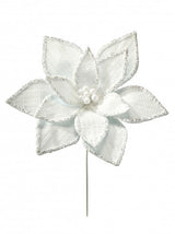 28" White Snowy Poinsettia Stem