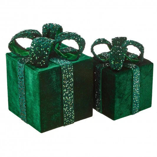 12"- 16" Green Velvet Sequin Gift Box