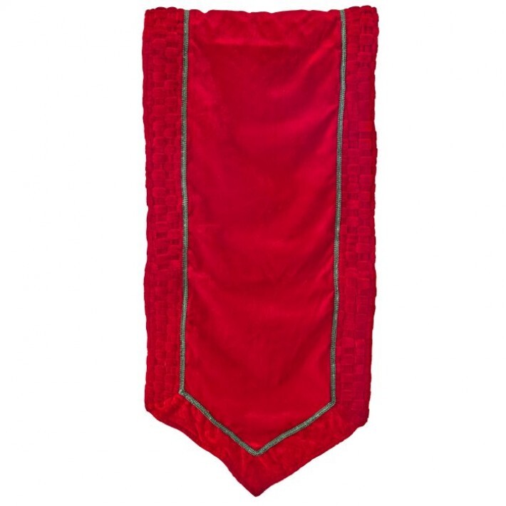 13" X 72" Red Velvet Runner With Braided Edge