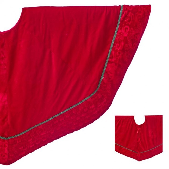 54" Red Velvet Tree Skirt With Braided Edge