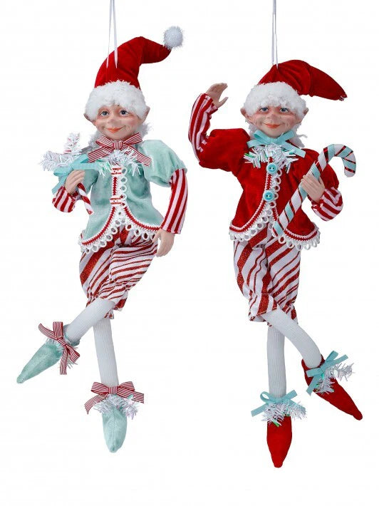 17" Peppermint Elves With Candy Canes Ornament Assorted