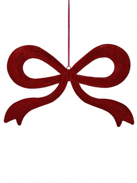 22" Red Bow With Jewels Ornament