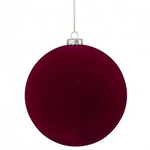 6" Burgundy Velvet Ornament Ball Ornament