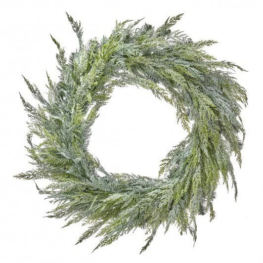 36" Iced Cedar Wreath