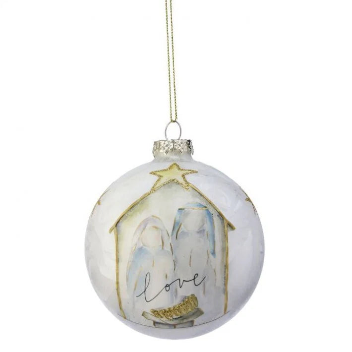 4" Holy Family 'Love' Glass Ball Ornament