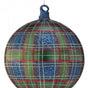 6" Plaid Glass Ornament