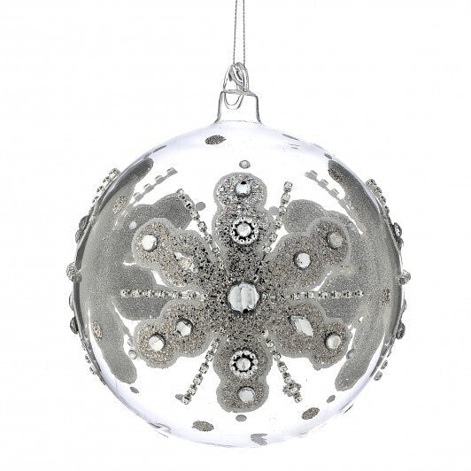 6" Silver Jewel Glitter Snowflake Finial Ornament
