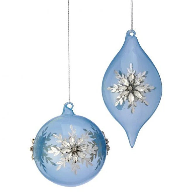 4"- 6" Blue Jewel Snowflake Ornament Assorted