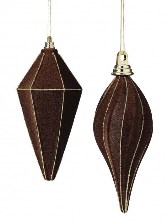 8" Brown Velvet Finial Assorted