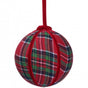 6" Red Plaid Velvet Ball Ornament
