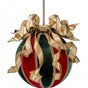 10" Red & Green Velvet Ball Ornament With Bow