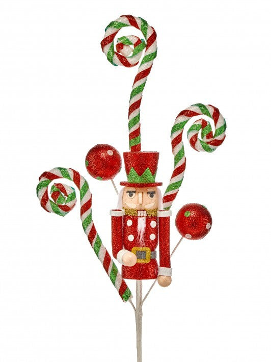 2.5 FT Red & Green Glitter Nutcracker Spray