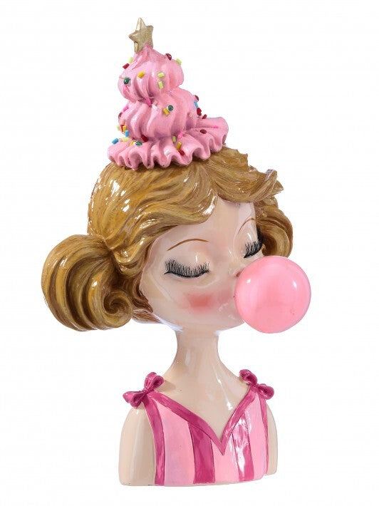 13" Playful Girl Blowing Bubble