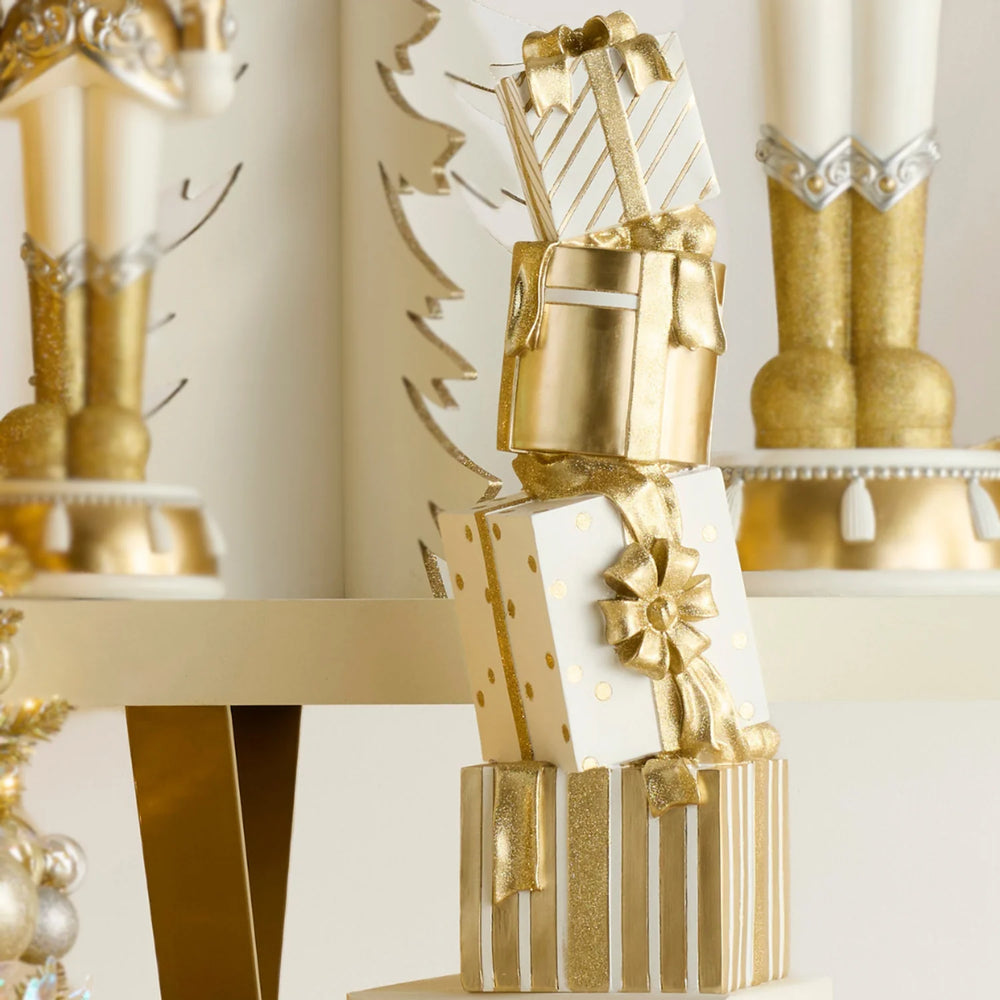 28" Gold & White Stacked Presents