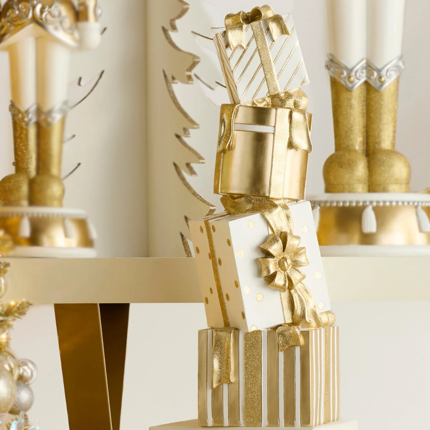 28" Gold & White Stacked Presents