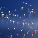 10 FT 60 Micro LED Multi Lights With Silver Wire Battery Operated