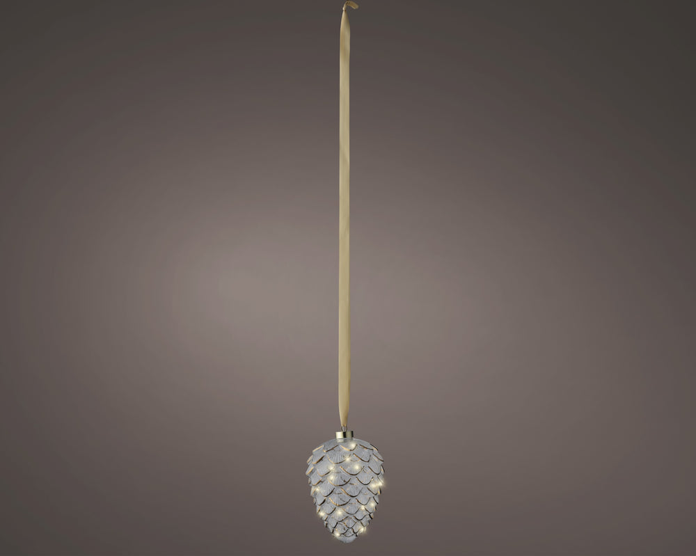 8" Micro LED Pinecone Ornament Battery Operated