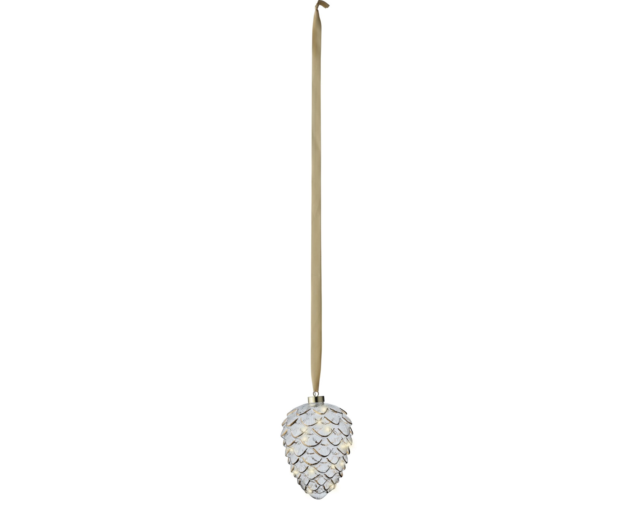 8" Micro LED Pinecone Ornament Battery Operated