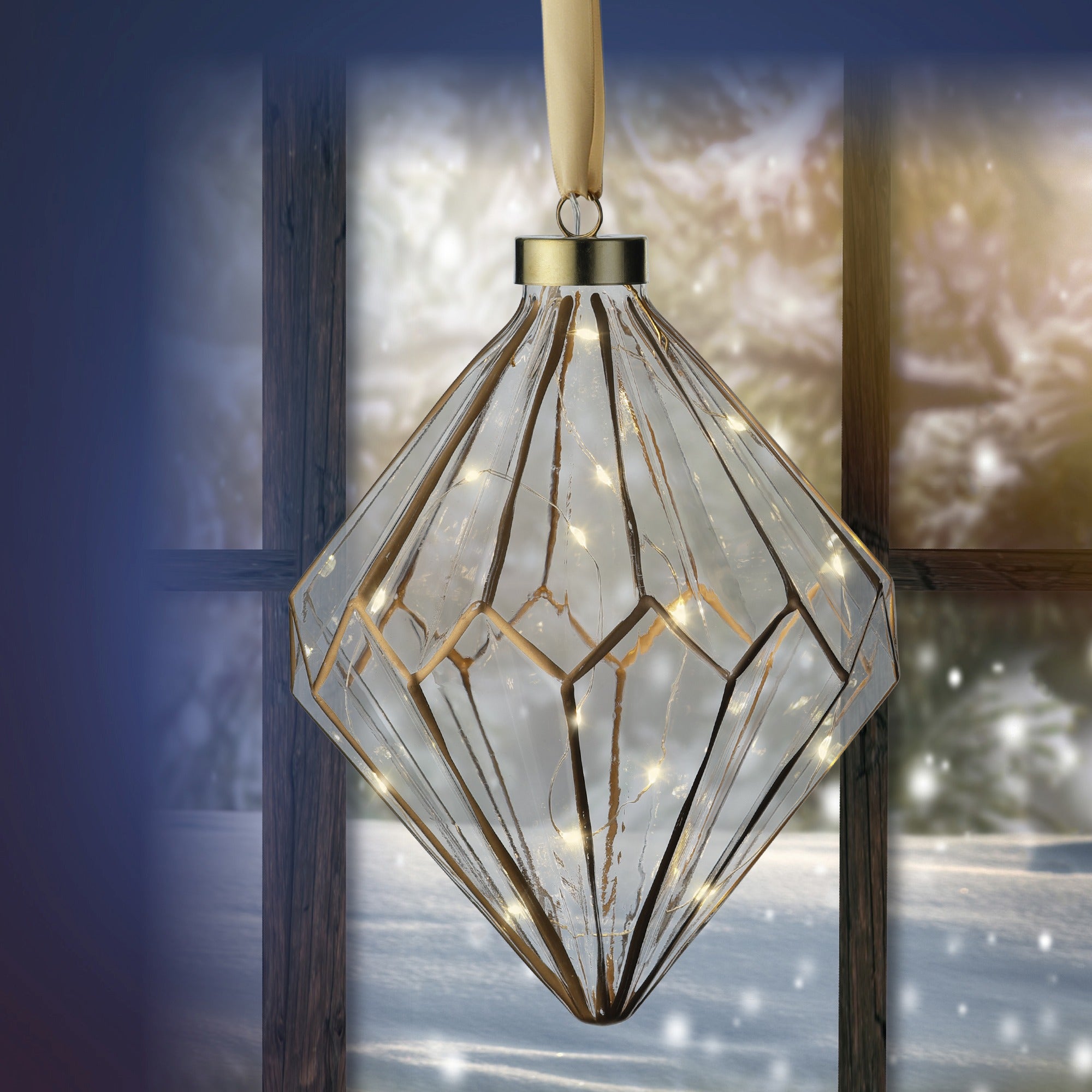8" Micro LED Diamond Ornament Battery Operated