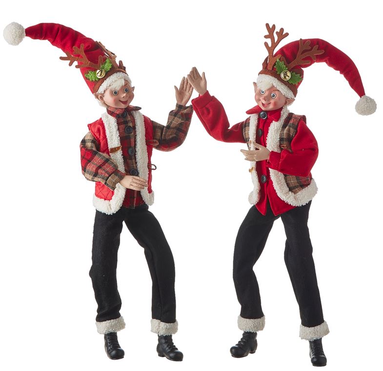 24" Posable Elf With Reindeer Antlers Assorted