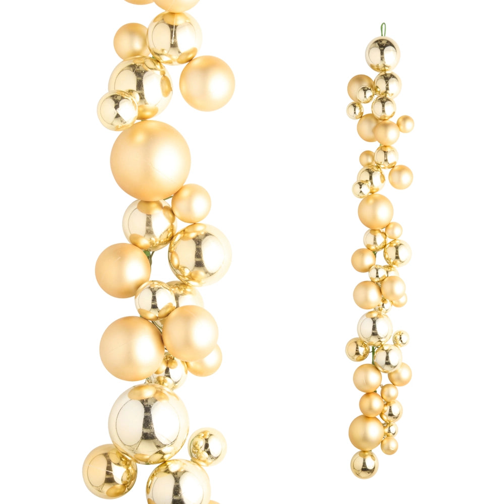 4 FT Light Gold Matte & Shiny Ball Garland