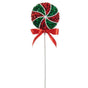 18" Red & Green Glitter Peppermint Swirl Stem