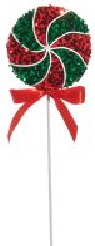 18"- 22" Red & Green Glitter Peppermint Stem Set Of 2